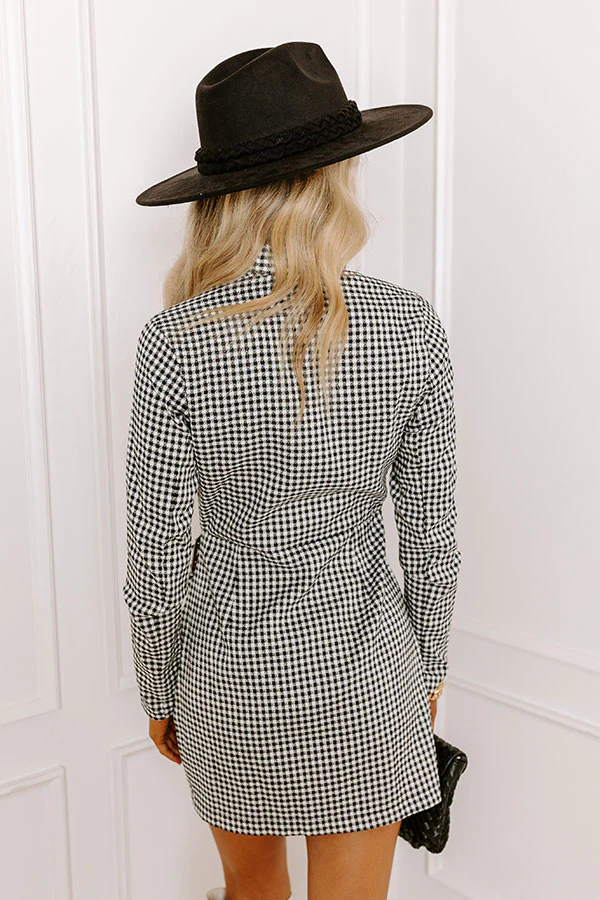 The Manhattan Houndstooth Dress In White - Image 7