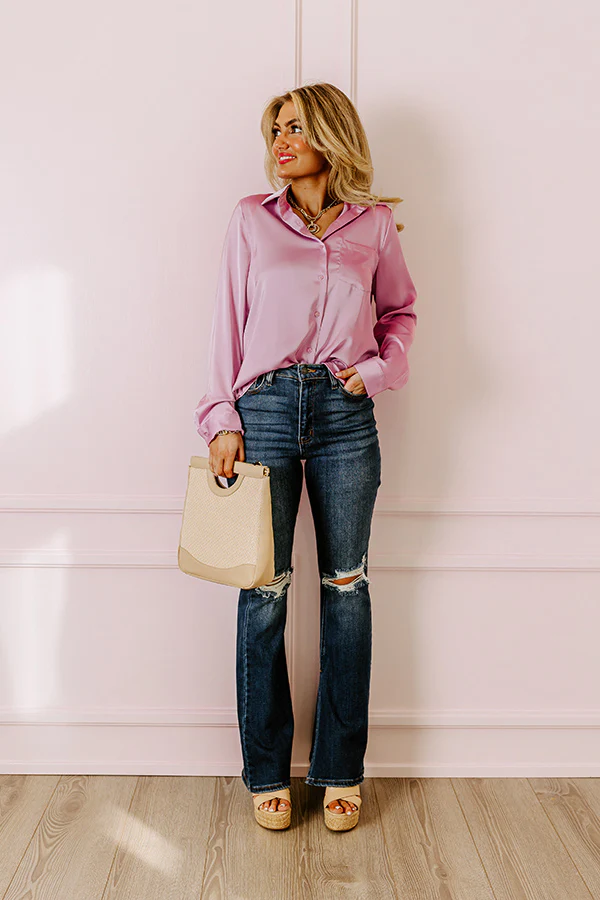 The Margot High Waist Distressed Flare in Dark Wash - Image 2