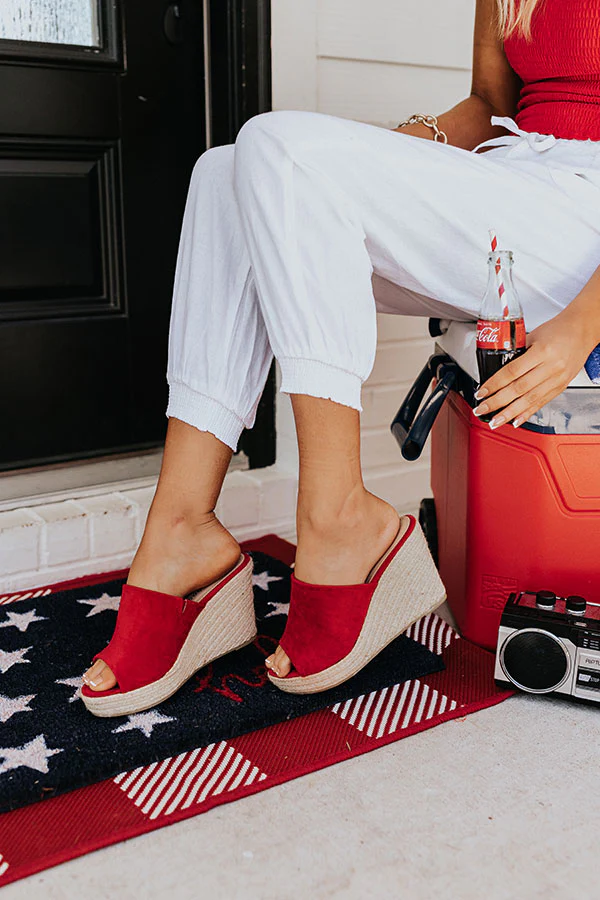 The Mariposa Faux Suede Wedge In Red - Image 2