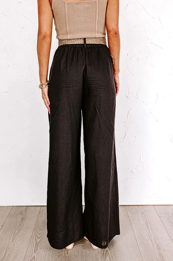 The Maris High Waist Linen-Blend Trousers Black - Image 3