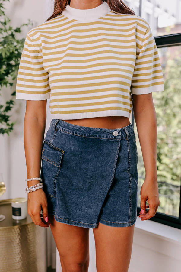 The Meena Denim Skort In Medium Wash - Image 3