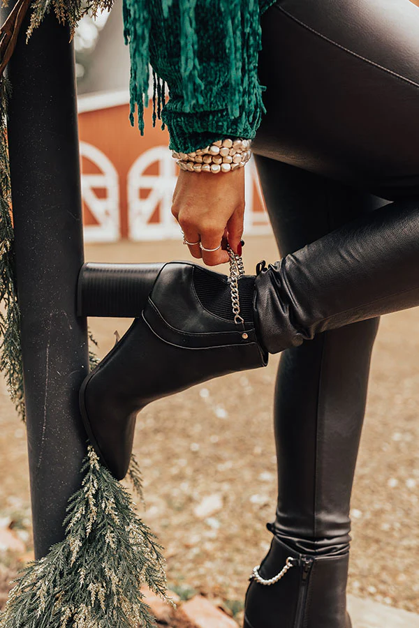 The Meena Faux Leather Bootie In Black - Image 2