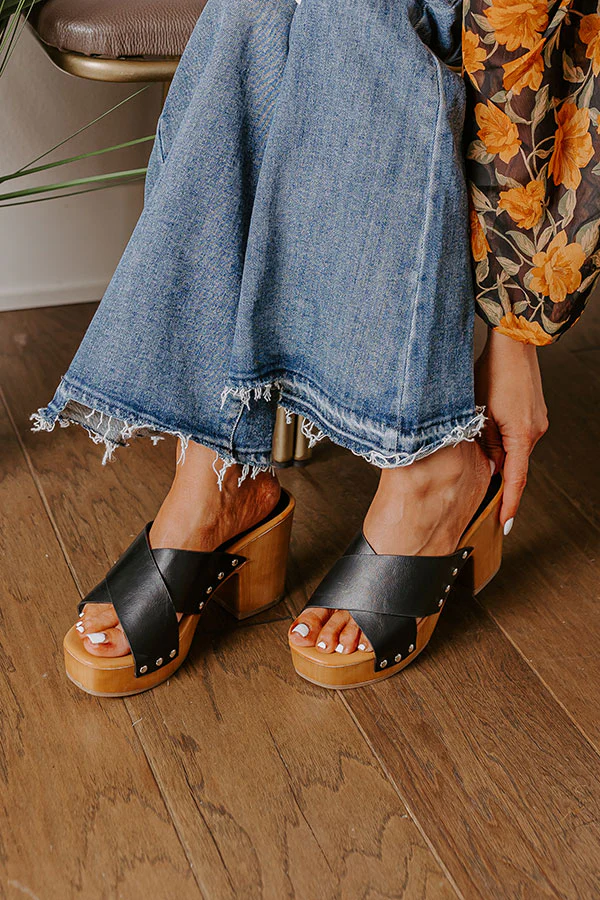 The Mellow Faux Leather Heel in Black - Image 3