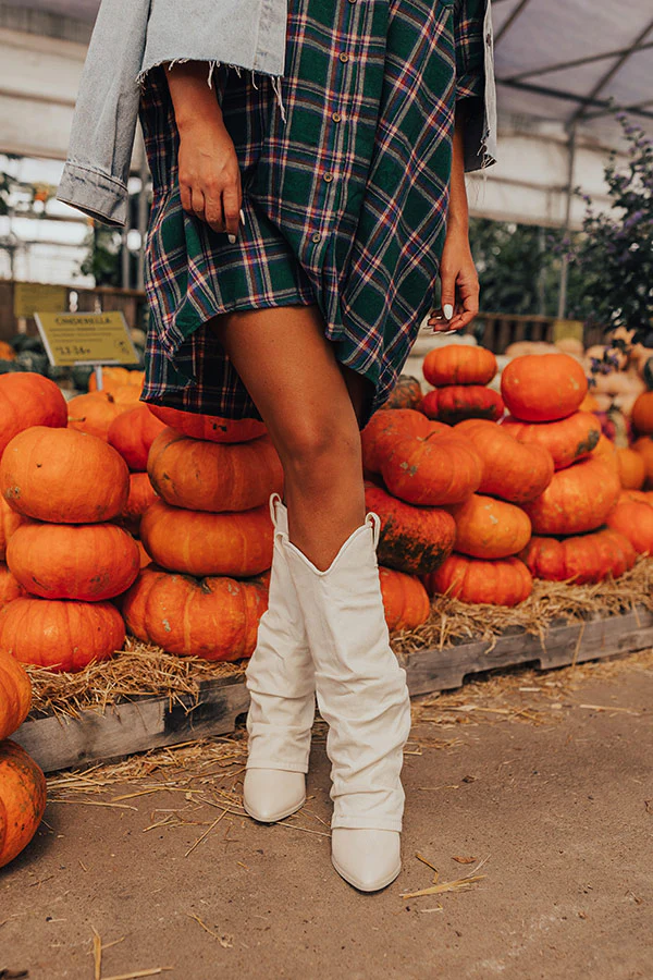 The Mila Denim Cowboy Boot In Ivory - Image 5