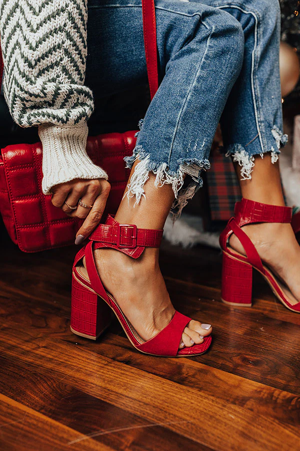 The Misti Faux Suede Heel In Red - Image 2