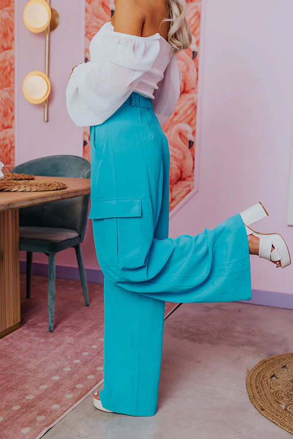 The Nikki High Waist Trousers In Sky Blue - Image 3