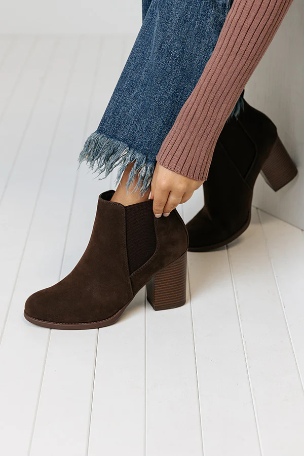The Ollie Faux Suede Bootie In Chestnut - Image 4