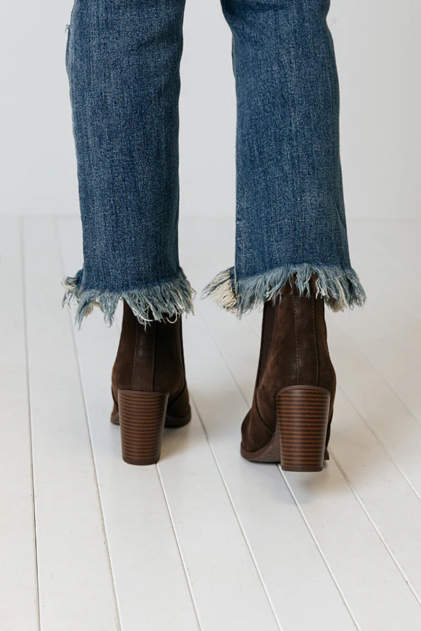 The Ollie Faux Suede Bootie In Chestnut - Image 5