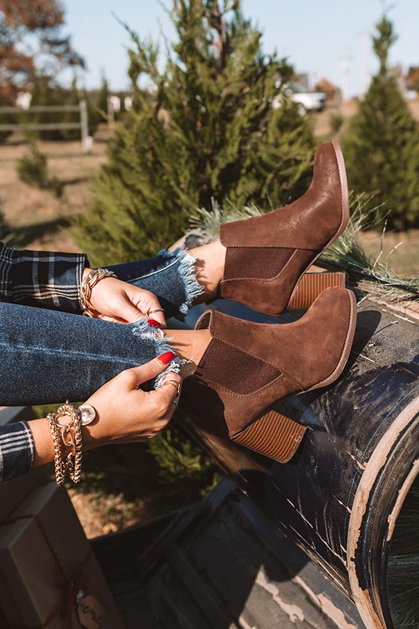 The Ollie Faux Suede Bootie In Chestnut - Image 7