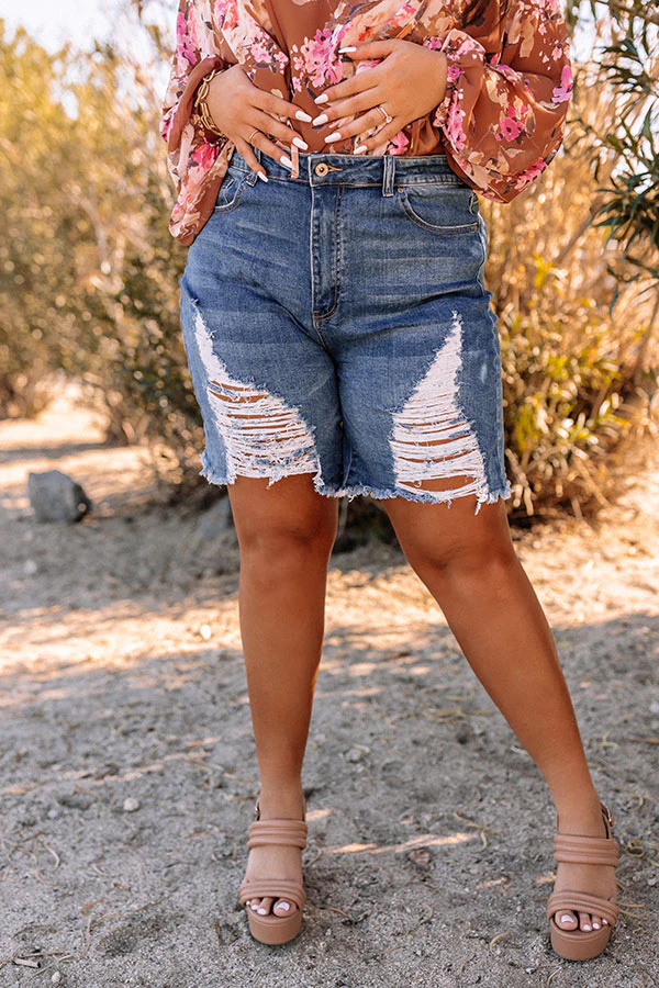 The Orlando High Waist Distressed Shorts Curves - Image 2