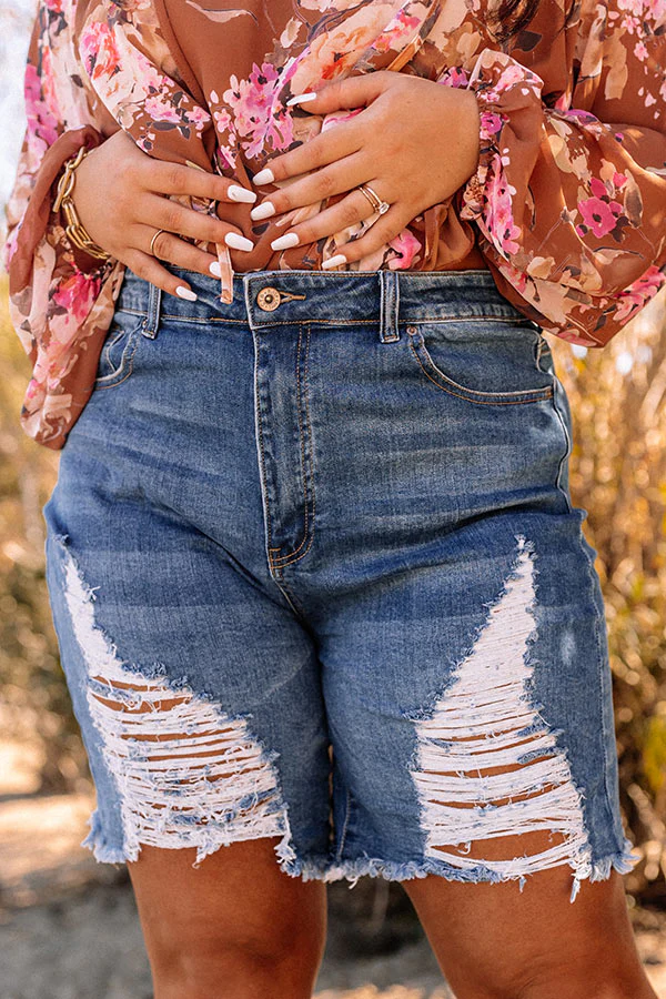 The Orlando High Waist Distressed Shorts Curves - Image 4