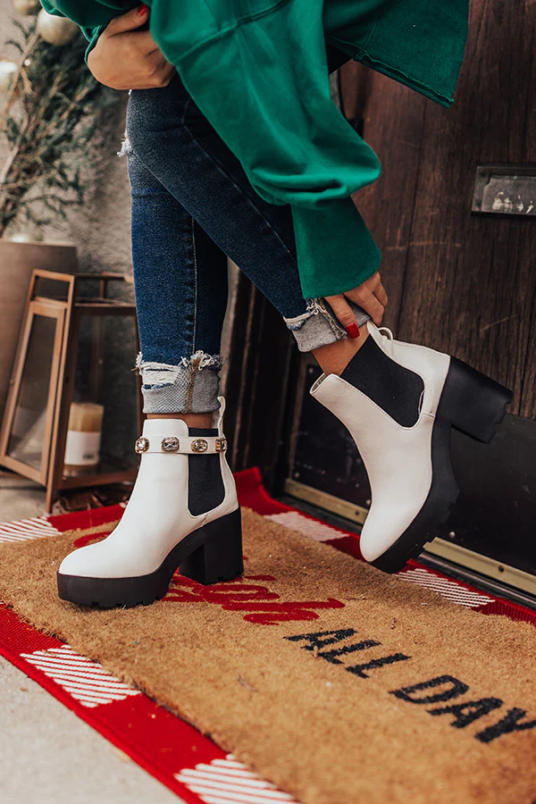 The Ozzy Faux Leather Bootie In White - Image 4