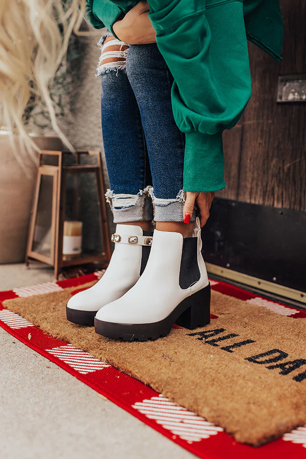 The Ozzy Faux Leather Bootie In White - Image 5