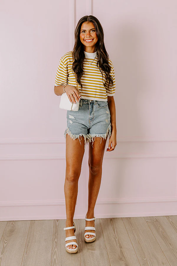 The Paysley High Waist Distressed Shorts - Image 2