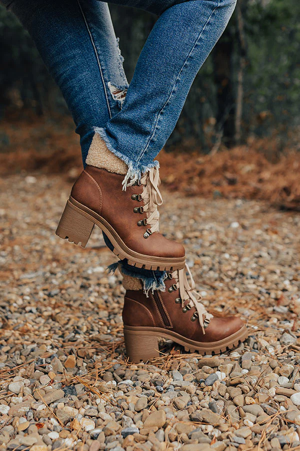 The Pine Faux Leather Bootie In Chocolate