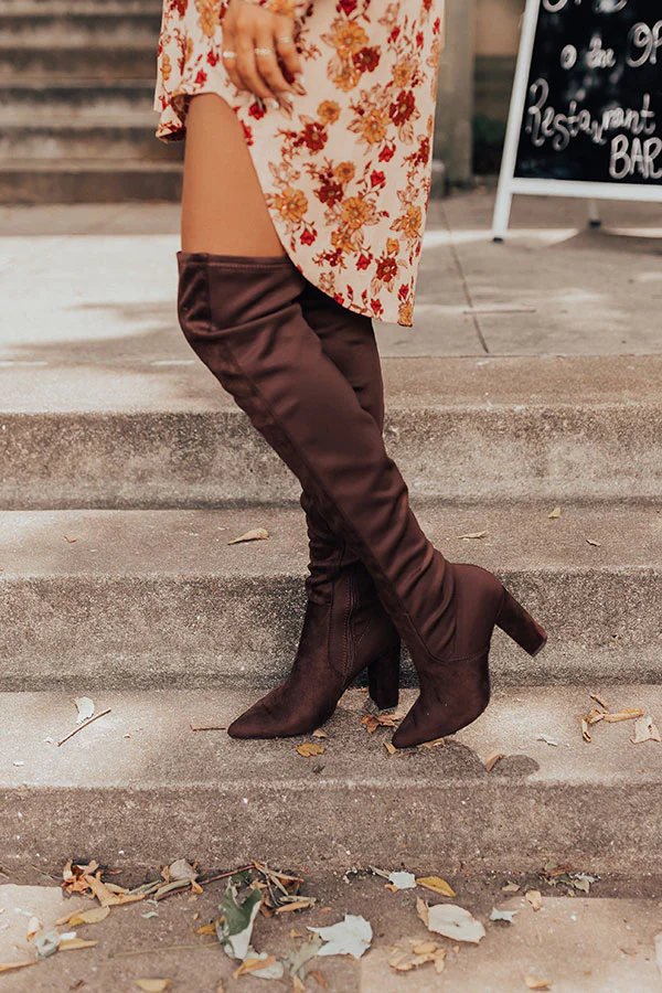 The Poston Faux Suede Thigh High Boot In Chestnut - Image 5