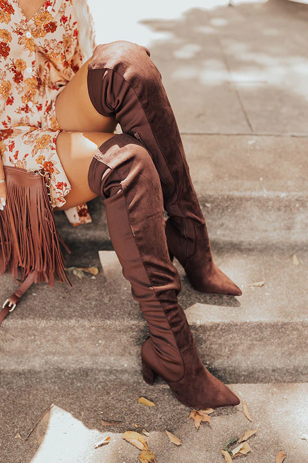 The Poston Faux Suede Thigh High Boot In Chestnut - Image 6