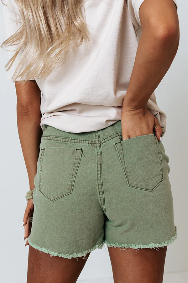 The Quincy High Waist Shorts In Sage - Image 4