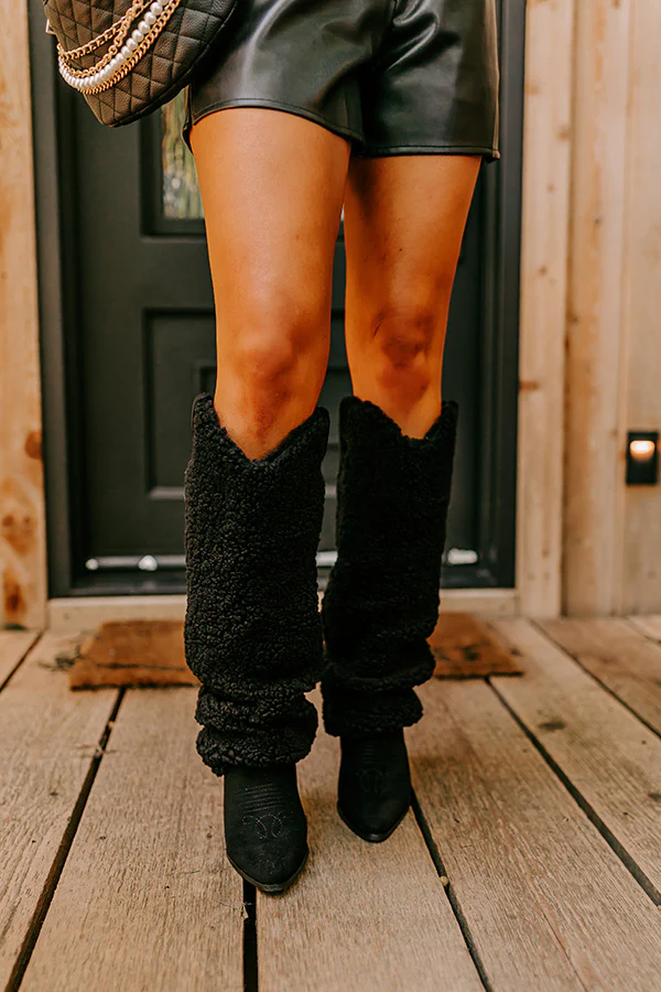 The Raelynn Sherpa Knee High Boot In Black - Image 4