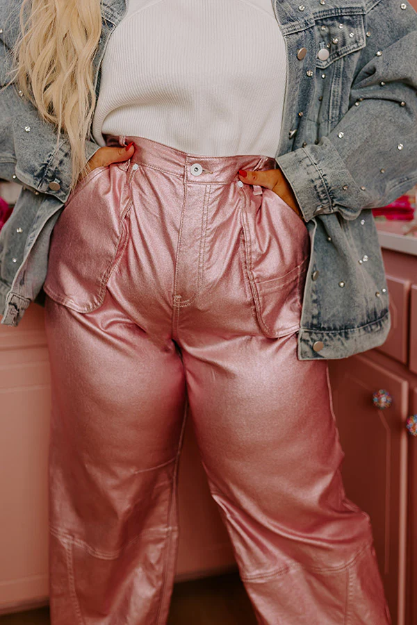 The Raleigh High Waist Metallic Pants In Pink Curves - Image 6