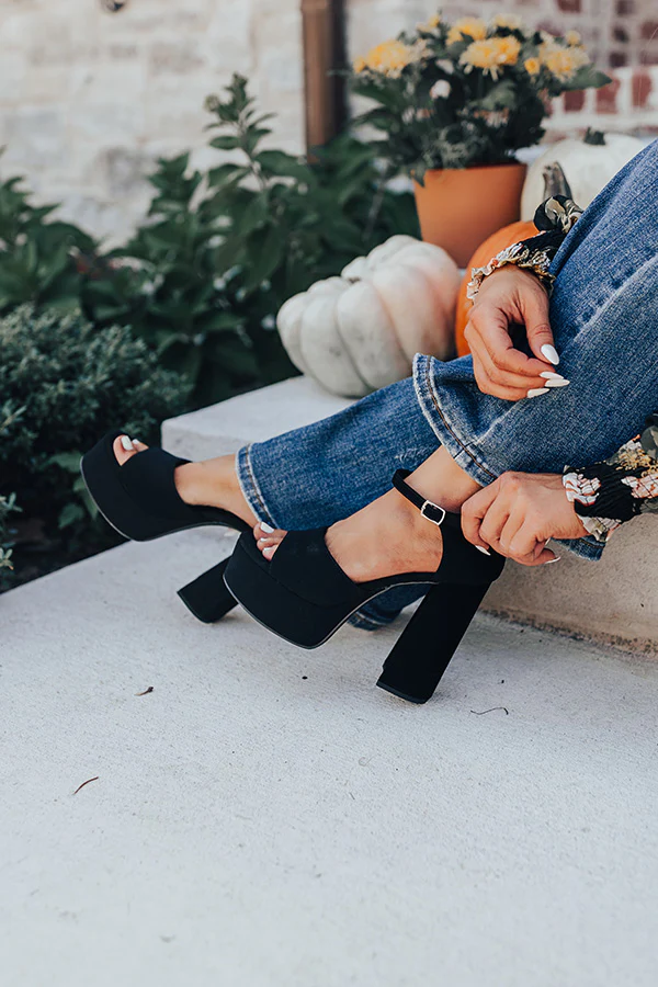 The Reagan Faux Suede Platform Heel In Black - Image 3