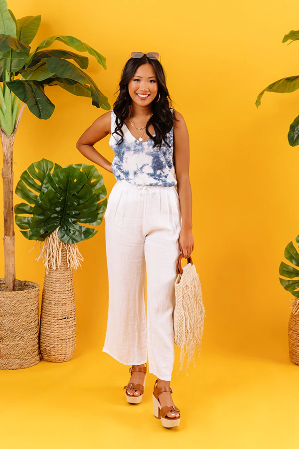 The Rio High Waist Linen Pants In White - Image 4