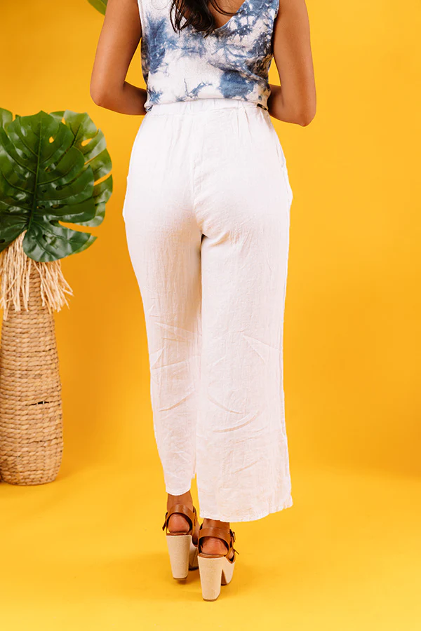 The Rio High Waist Linen Pants In White - Image 6