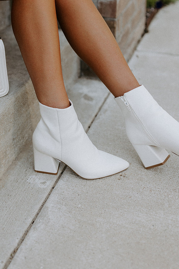 The Rowe Faux Leather Bootie in White - Image 3