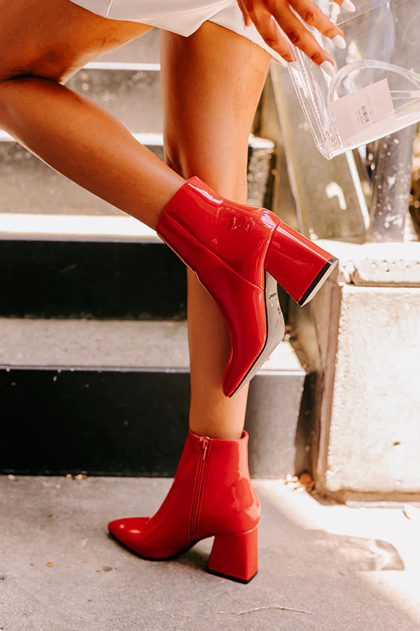 The Rowe Patent Bootie In Red - Image 3