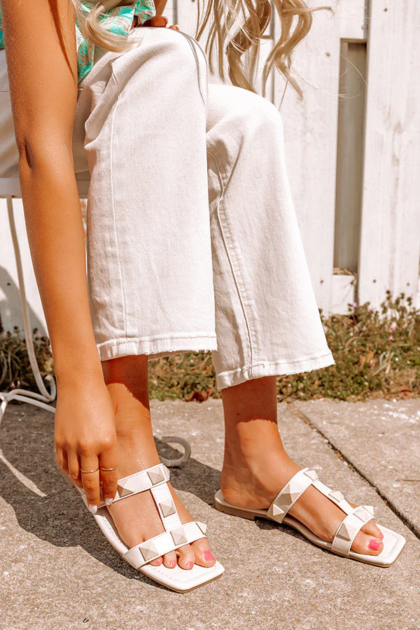 The Roxbury Studded Sandal In Light Beige - Image 3