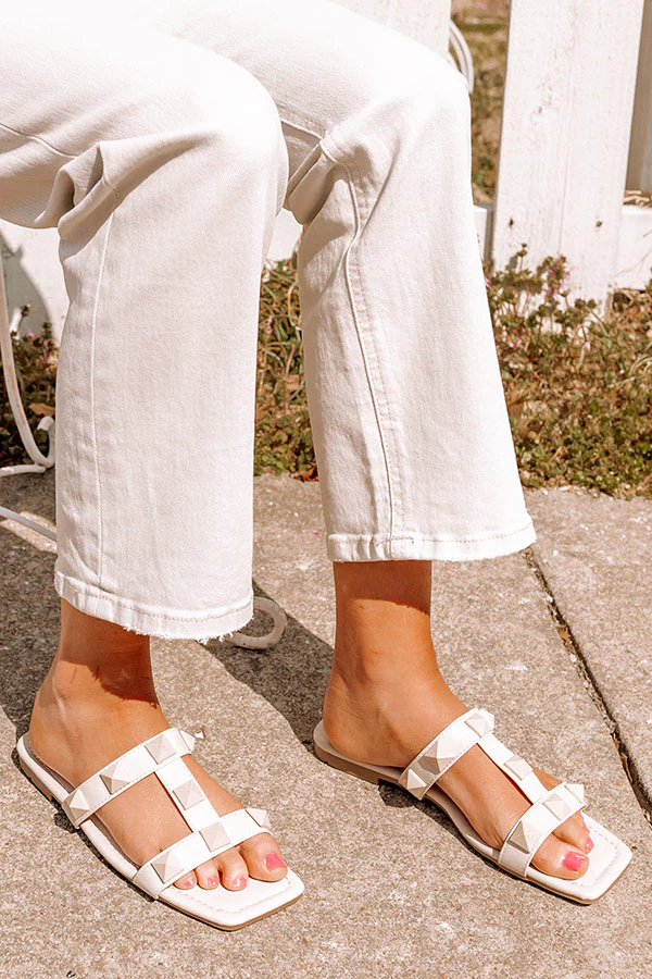 The Roxbury Studded Sandal In Light Beige - Image 4