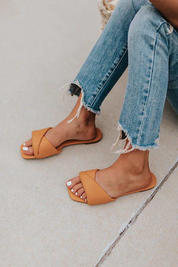 The Sequoia Faux Leather Sandal In Orange - Image 3