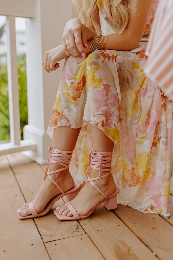 The Sheela Faux Leather Lace Up Heel In Blush - Image 3