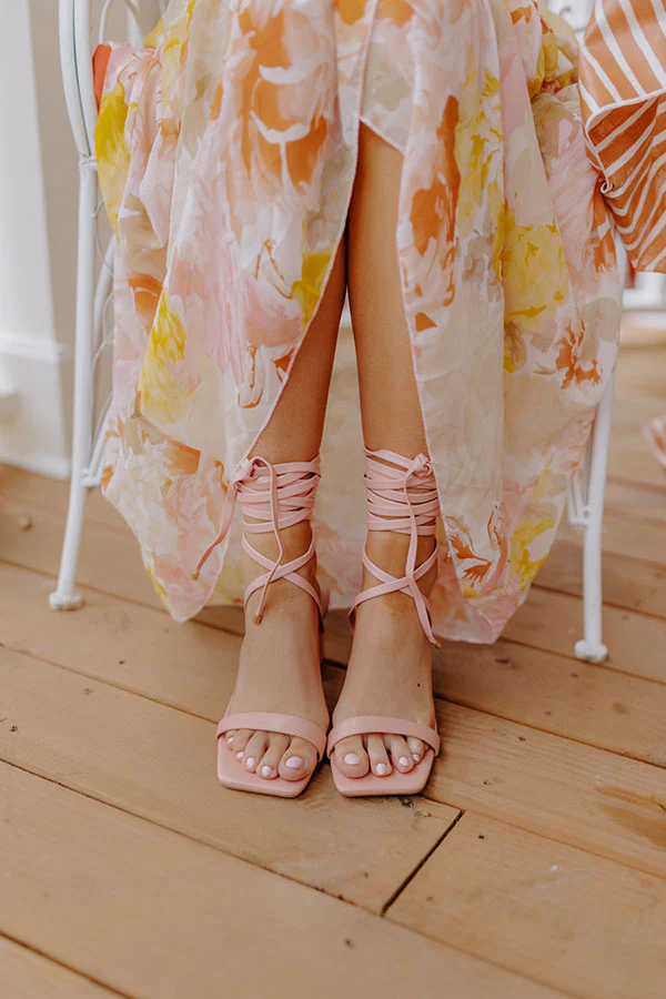 The Sheela Faux Leather Lace Up Heel In Blush - Image 4