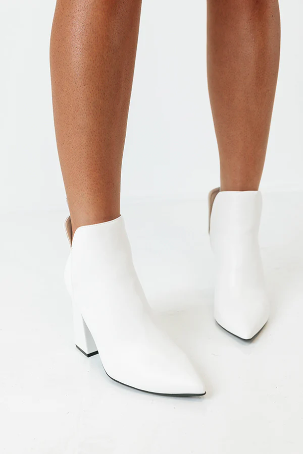 The Sibyl Faux Leather Bootie In Ivory - Image 4