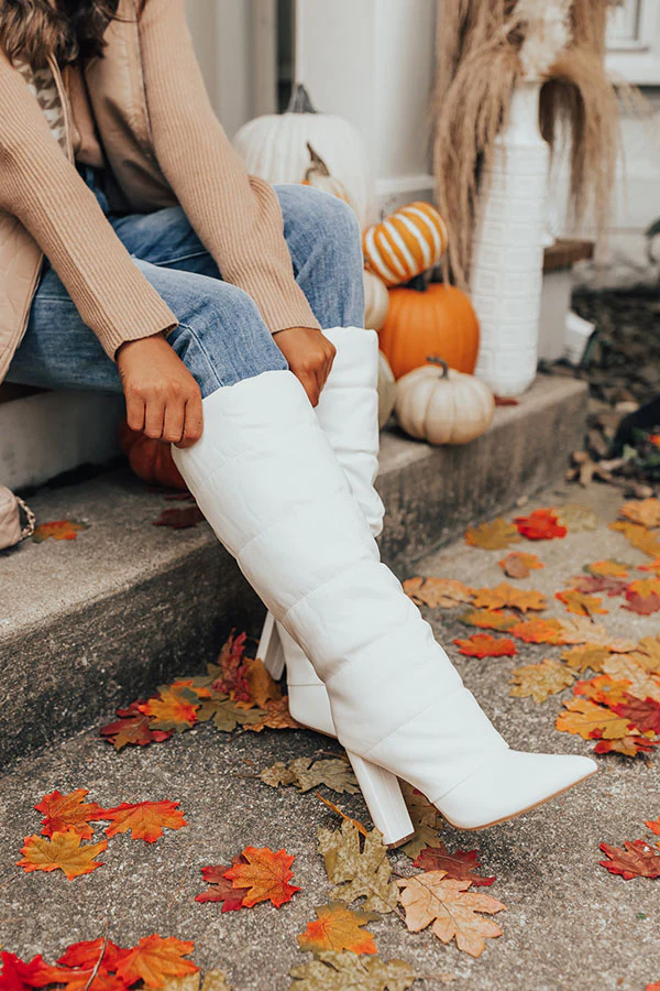 The Stowe Faux Leather Boot In White - Image 3