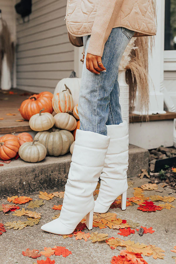 The Stowe Faux Leather Boot In White - Image 5