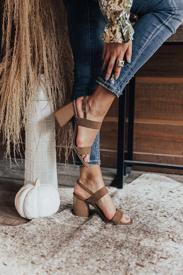 The Torri Faux Suede Heel In Brown - Image 3