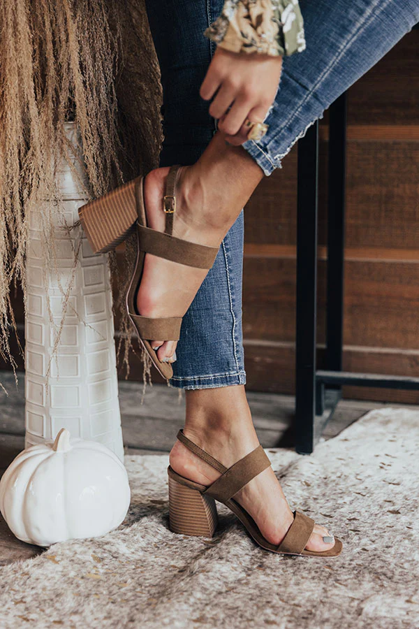 The Torri Faux Suede Heel In Brown - Image 4