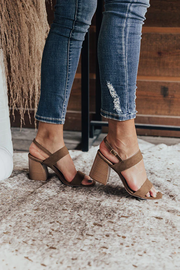 The Torri Faux Suede Heel In Brown - Image 5