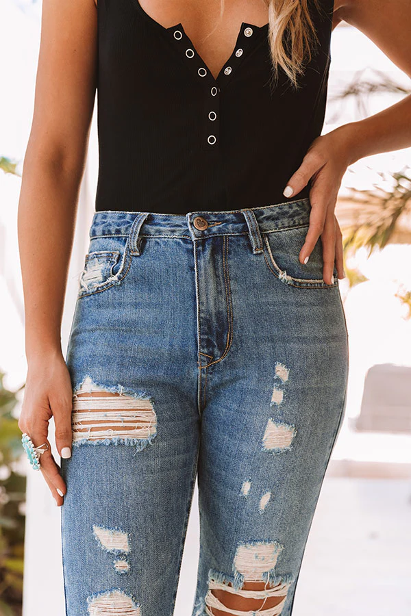 The Turner High Waist Distressed Relaxed Skinny in Medium Wash - Image 6