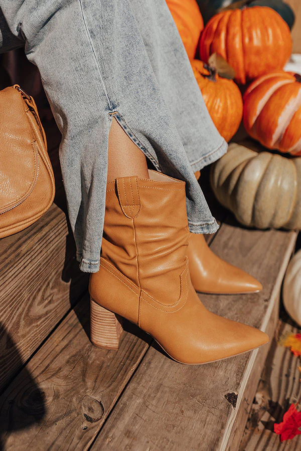 The Valley Faux Leather Bootie In Iced Mocha - Image 4
