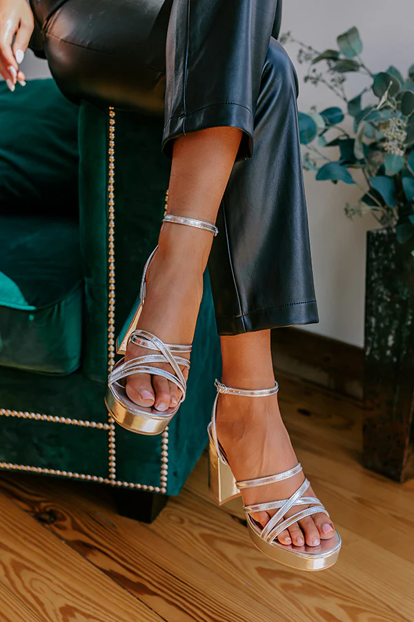 The Vesca Metallic Heel In Silver - Image 3
