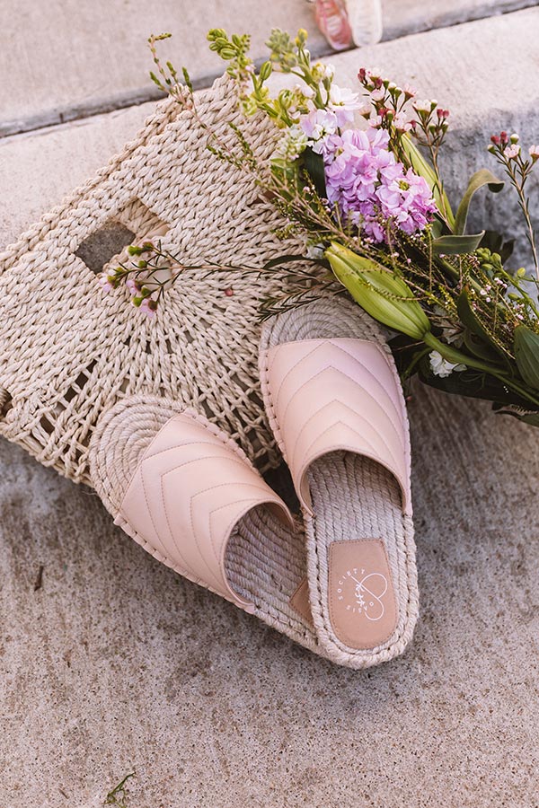 The Villa Faux Leather Sandal In Light Pink - Image 4