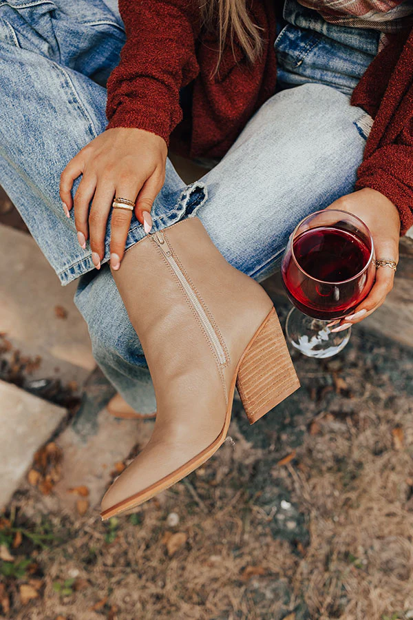 The Vinny Faux Leather Bootie In Warm Taupe - Image 3