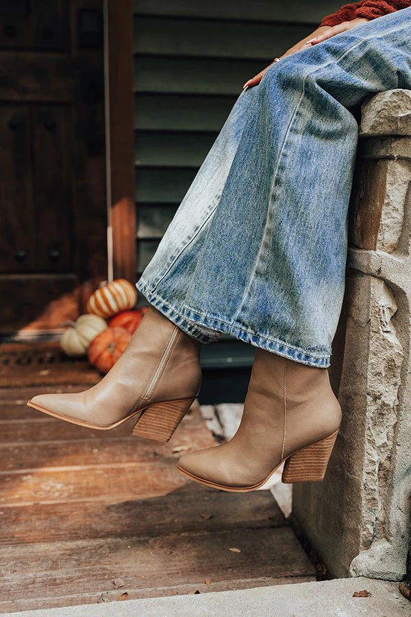 The Vinny Faux Leather Bootie In Warm Taupe - Image 4