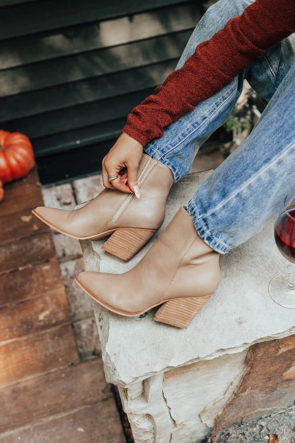 The Vinny Faux Leather Bootie In Warm Taupe - Image 5