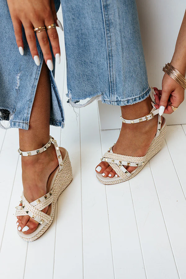 The Wanda Studded Wedge In Birch - Image 2
