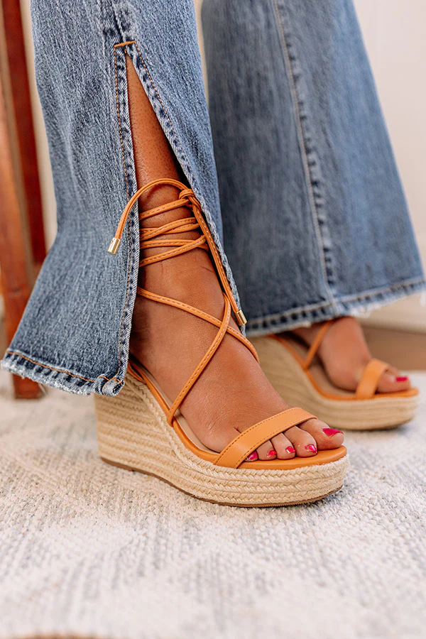 The Wenden Lace Up Wedge In Orange