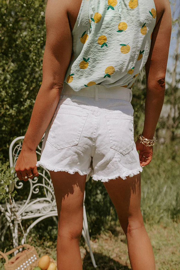 The William High Waist Distressed Shorts In White - Image 7